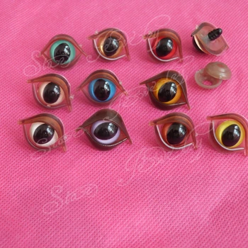 40 adet 12mm renkli plastik oyuncak kedi gözü + kahverengi göz kapağı + yıkayıcı/ # r