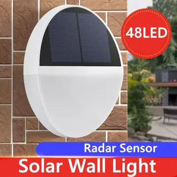 48LED güneş duvar ışık Radar sensörü bahçe ışığı açık bahçe koridor lambası IP65 su geçirmez bahçe lambası güneş şarj