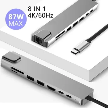4K 60Hz USB C Dizüstü Bilgisayar Yerleştirme İstasyonu RJ45 PD HDMI uyumlu MacBook/Samsung/Galaxy S9 / S8 / S8+Tip C Dock Tip-c HUB Satış