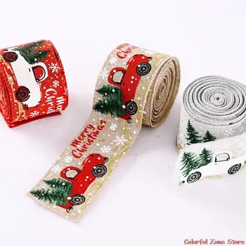 5 M Klasik Noel DIY Kumaş Şerit Çuval Bezi Şerit Kablolu Kenar Hediye Sarma Noel Ağacı Şerit Çelenk Yay Düzeltir