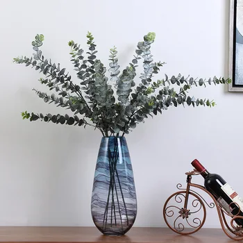 50 CM Yapay Okaliptüs Yaprakları Yeşil Bitkiler Çiçek Düzenleme Malzeme Kapalı Gerçek Dokunmatik DIY Düğün Otel Ev Dekor