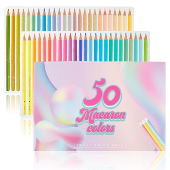 50 Renk Kalem Seti Profesyonel Sanatçı Renkli Kalemler Ahşap Yağı Pastel Kalem Okul Çizim Eskiz Sanat Malzemeleri