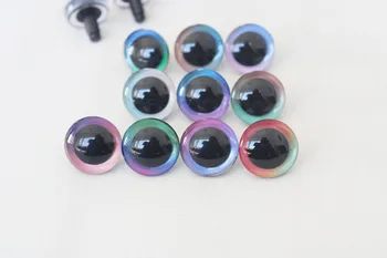 500 adet toptan fiyat 9MM 12MM-35mm C10-3D GÜZEL oyuncak güvenlik gözler 3D Gökkuşağı bebek gözler + yıkayıcı dıy peluş bebek