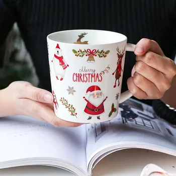 500 ml Noel Baba güzel seramik fincan kahvaltı fincan büyük kapasiteli fincan kahve fincan su bardağı güzel hediye paketi