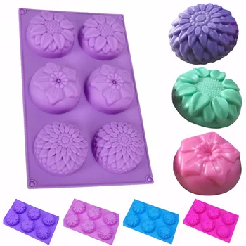6 Kavite Çiçek Şekilli Silikon El Yapımı Sabun Mum DIY Kek Kalıp Malzemeleri Yeni