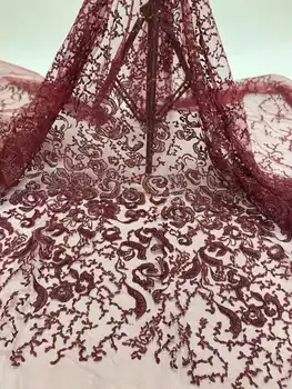6 Renkler boncuk boncuklu kumaş Nakış Fransız Tül Dantel Kumaş / Nijerya Dantel Akşam Elbise düğün elbisesi tasarım