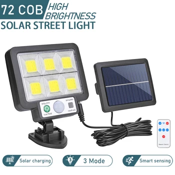 72COB LED güneş enerjili ışık açık havada PIR hareket sensörü su geçirmez duvar acil sokak güvenlik lambası bahçe dekorasyon için