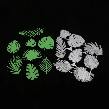 8 adet Yeşil Yapraklar Metal Cut Kalıplar Şablonlar için DIY Scrapbooking Fotoğraf Albümü Kalıp Kesim Dekoratif Kabartma Kağıt El Sanatları Kesici
