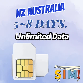 8 Gün boyunca Veri SIM Kartı 3G 5 Gün 1G Sınırsız Düşük Hız,Cep Telefonu Veri Kartı NZ için 3'ü 1 arada SIM Kart сим карта безли