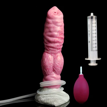 8 İnç Hayvan Kurt Köpek Düğüm Yapay Penis Oyuncak Fonksiyonu Silikon Seks Oyuncak Kadın Erkek Anal G-spot Uyarıcı Ejaculating Orgazm
