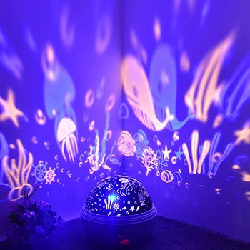 8 Renk Dönen Yıldız Projektör Gece Lambası Luminaria Okyanus Lambası Bebek Gece Uyku Kreş Lamba Bebek Çocuklar İçin noel hediyesi