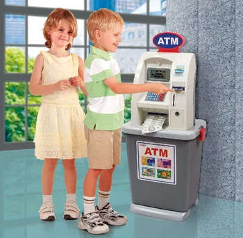 81 cm Yüksek Kaliteli çocuk Banka ATM nakit makinesi mevduat makine oyuncak oyun evi oyuncaklar çocuklar için Doğum Günü noel hediyesi