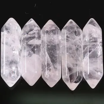 8x32MM Doğal Taşlar Beyaz Kristal Altıgen Boncuk Hiçbir Sondaj Deliği Fit Kolye Kolye Adam Kadınlar İçin Takı Hediye 5 Adet K400