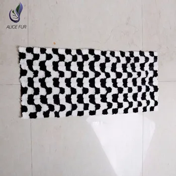 98 cm x 48 cm beyaz ve siyah patchwork vizon kürk plaka gerçek kürk halı battaniye DIY malzeme konfeksiyon astar