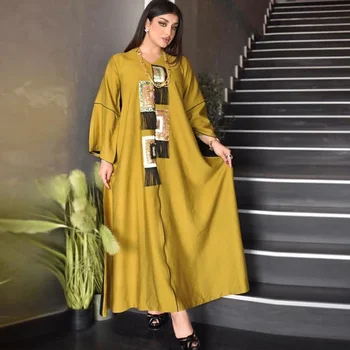 Abaya Dubai Müslüman Türkiye Maxi uzun elbise Kaftan Türk Elbiseler Abayas Kadınlar Robe Longue Femme Kaftan Marocain De Soiree