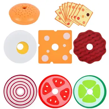 Ahşap İstifleme Oyuncaklar Oyun Mutfak Aksesuarları Hamburger Sandviç Montessori Sandviç İstifleme Oyuncaklar Çocuklar Ve Bebekler İçin