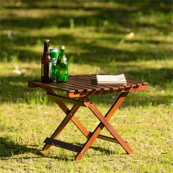 Ahşap kahverengi taşınabilir açık masa, kamp malzemeleri Bahçe piknik kamp masası, ışık çalışma masası