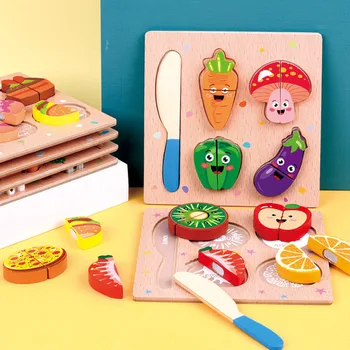 Ahşap Mutfak Oyuncaklar Kek Gıda Hayvan DIY Oyna Pretend Meyve Kesme Oyuncaklar Çocuklar için Plastik Erken Eğitim Bebek çocuk Hediye