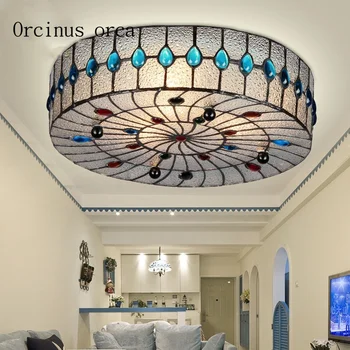 Akdeniz baskı cam tavan lambası oturma odası koridor Avrupa renkli cam LED tavan lambası ücretsiz kargo
