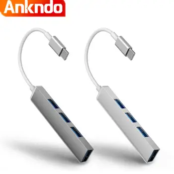 ANKNDO 4 Port USB 2.0 Tip C Hub USB C Çok Splitter Adaptörü OTG USB Genişletici Macbook Hava Mi Pro Huawei PC Aksesuarları