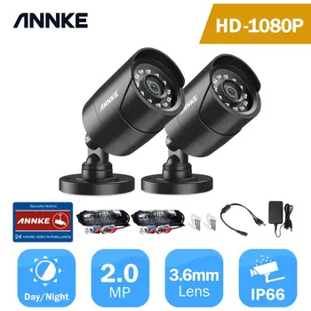 ANNKE 1080P TVI Güvenlik Kamera 2 adet 2MP Bullet Kiti Açık IP66 Hava Koşullarına dayanıklı muhafaza 66ft Süper Gece Görüş Akıllı IR CCTV Kamera