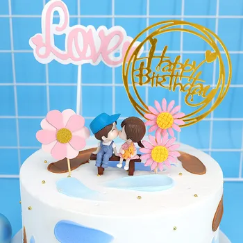 AQ Kek Topper Romantik Düğün Parti Kek Dekorasyon sevgililer Günü Bebek Süsleri Doğum Günü Pastası Romantik Genç Erkek Kız