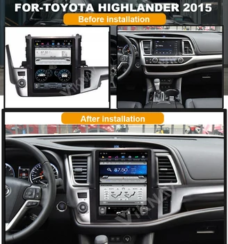 Araba GPS Navigasyon radyo-Toyota Highlander 2015 için Android sistemi 12.1 inç multimedya oynatıcı Tesla tarzı FM