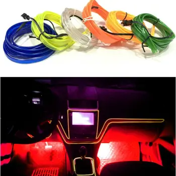 Araba İç Atmosfer şerit ışık 1M Evrensel 12V Neon EL Tel halat boru LED Esnek Glow Dize Lambası DIY Dekorasyon için