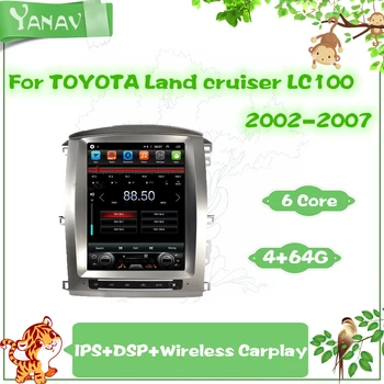 Araba Radyo Android 2 Din Toyota Land Cruiser İçin LC100 2002-2007 GPS Navigasyon Otomatik Video Stereo Almak MP3 Oynatıcı ile Carplay