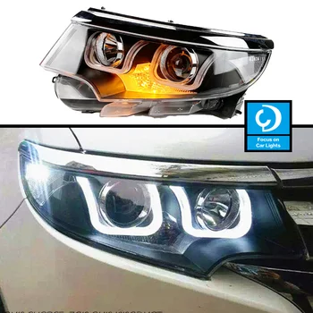 Araba Ön Far Ford Kenar Farlar 2012-2014 Fiesta LED Far Şekillendirici Dinamik Dönüş Sinyali Lens Otomotiv 2 adet