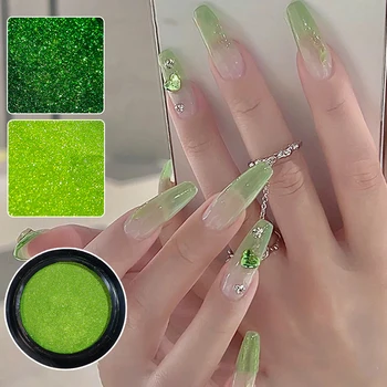 Aurora Krom Ayna Pigment Glitter Toz Elma Gül Yeşil Sihirli Tırnak Tozu Manikür Tırnak Dekorasyon DIY Sanat