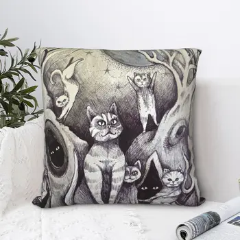 Ay Kedi Sanat Kare Yastık minder örtüsü komik Fermuar Ev dekoratif kırlent Kılıfı Kanepe Kişilik İskandinav 45 * 45cm
