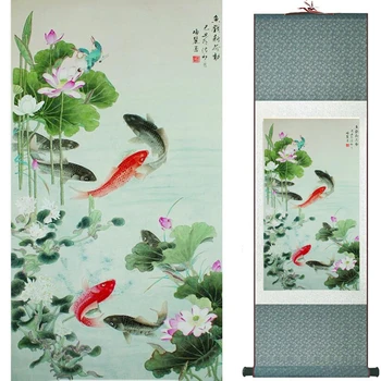 Balık boyama İpek kaydırma resimleri geleneksel sanat çin resim sanatı Balık resim Baskılı painting20190813015