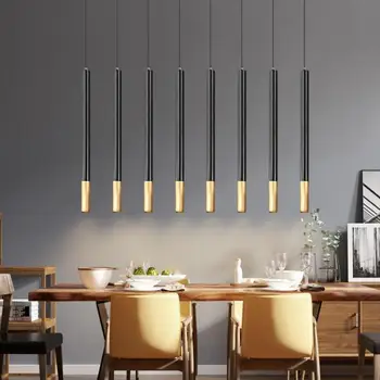 Bar Led dekoratif sarkıt silindirik yaratıcı sanat siyah ve altın kolye ışık mutfak damla ışık lambaları oturma odası için