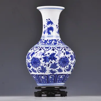 Başak Jingdezhen porselen mavi ve beyaz porselen vazo modern moda ev dekorasyon parçaları oturma odası dekoratif sanatlar ve c