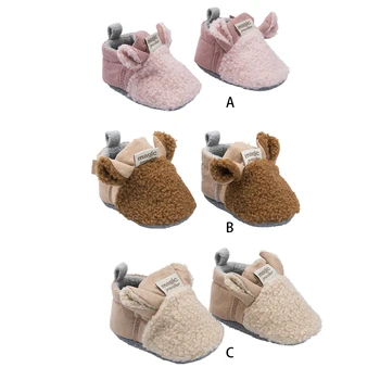 Bebek Ayakkabıları Toddler Yenidoğan Bebek emekleme ayakkabıları Erkek Kız Kuzu Terlik Eğitmenler Kürk Kış Hayvan Kulaklar Kış Kapalı Ayakkabı