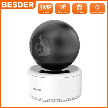 BESDER 3MP FHD Akıllı WiFi IP Kamera Ev Güvenlik Kapalı bebek izleme monitörü Otomatik İzleme PTZ Gece Görüş 5X Dijital Zoom Mini Kamera