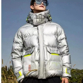 Beyaz Ördek Aşağı Ceket Yeni Sıcak Aşağı Ceketler Mont erkek Kış Slim Fit Rüzgarlık Su Geçirmez 90% uzun kaban İçin Menroof 9