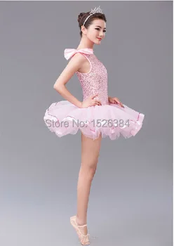 Bir Omuz Yay Pullu Bale Tutu Elbise Çocuk Yetişkin Peri dans kostümü C13
