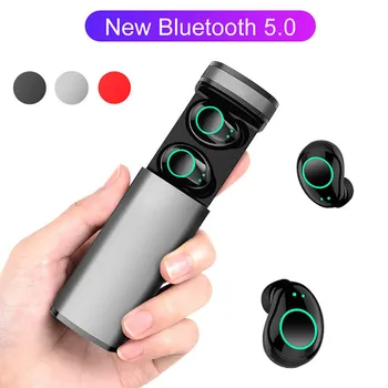 Bluetooth 5.0 Kablosuz Kulaklık TWS Kulaklık Spor Kulaklık Stereo Bas Gürültü İptal Kulaklık Kulaklık W Mic Şarj kutusu