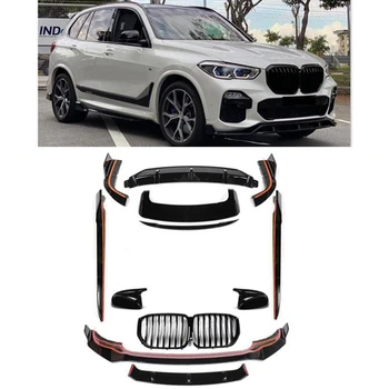 BMW için X5 G05 X5M 2019-2023 Yüksek Kaliteli ABS Siyah Ön Dudak Arka Difüzör Gövde Yan Etek Kiti Spoiler Izgara dikiz aynası