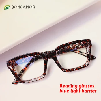 Boncamor mavi ışık engelleme büyük çerçeve okuma gözlüğü erkekler ve kadınlar Anti UV reçete bilgisayar gözlüğü gözlük 0 ~ 400