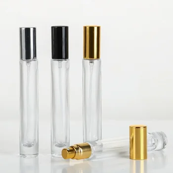 Boş Cam Sis Sprey Şişesi Altın Gümüş Siyah Üst Yuvarlak Doldurulabilir Kozmetik 10ML Atomizer Parfüm Sprey Şişesi 30/50 adet