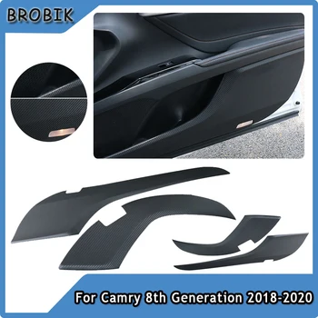 BROBIK 4 adet Siyah Karbon Fiber Araba Kapı Anti-Kick Koruyucu Sticker Kapak Trim Pad Toyota Camry İçin 8th Nesil 2018-2020