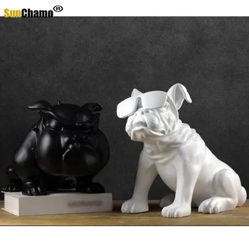 Bulldog Yapay Köpek En Iyi Hediye Bir köpek heykeli bir zanaat endüstriyel dekor escultura heykelleri dekorasyon ev aksesuarları