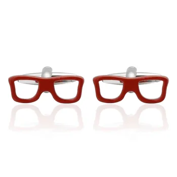 C-MAN Lüks gömlek Kırmızı gözlük Kol Düğmeleri marka Hipster Kol Düğmeleri Erkekler İçin Hediye için Koca Hediye için Yüksek Kalite Erkekler Hediye