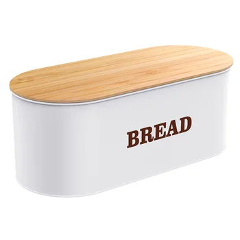 Cabilock Ekmek saklama kutusu Metal Saklama Kabı Ekmek kapaklı kutu Ev Mutfak için (Beyaz)
