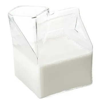 Cam Süt Karton Kawaii Estetik Şeffaf Bardak Sevimli Mini Kreması Konteyner Küçük Süt Karton Şişe Şekli Kreması Sürahi