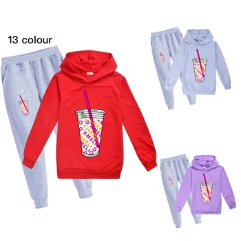 Charli Damelio Buz Kahve Çocuk Eşofman Çocuk giyim setleri Bebek Kız Moda spor Takımları Hoodies Sweatshirt + Pantolon 2 Adet