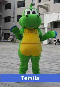 Cosplay Karikatür karakter Yeşil Dinozor Ejderha Maskot Kostüm Reklam Cadılar Bayramı Kostüm süslü elbise Parti Hayvan karnaval